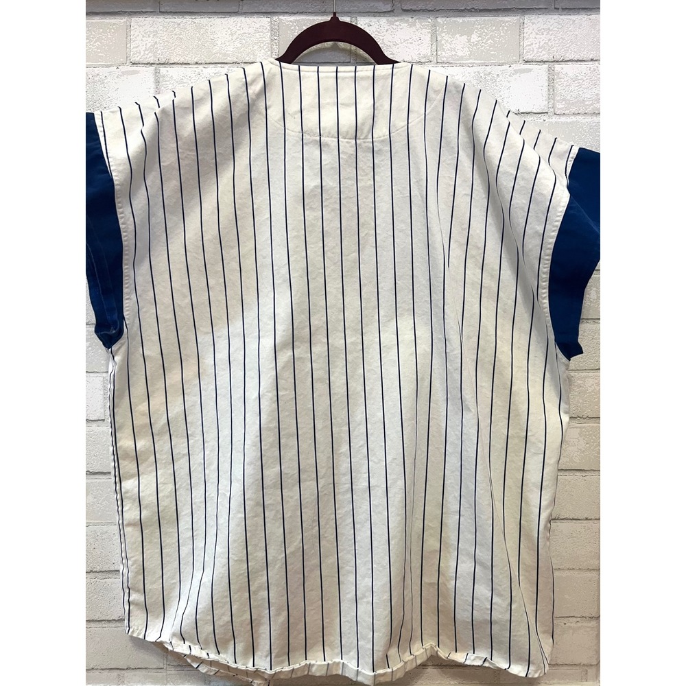 90s Starter Los Angeles Dodgers Baseball Jersey Men's 2XL Pinstripe Blue White - Picture 4 of 13